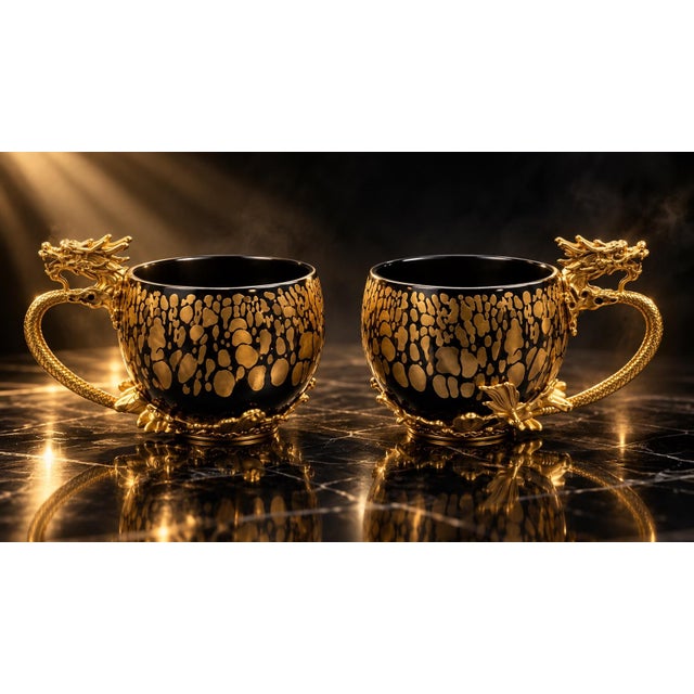 1950s 1950s Chinese Export Bodiless Dragon Cups - Pair For Sale - Image 5 of 10
