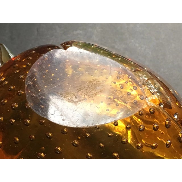 Amber 1950s Mid-Century Modern Amber Murano Glass Organic Shaped Bowl For Sale - Image 8 of 9
