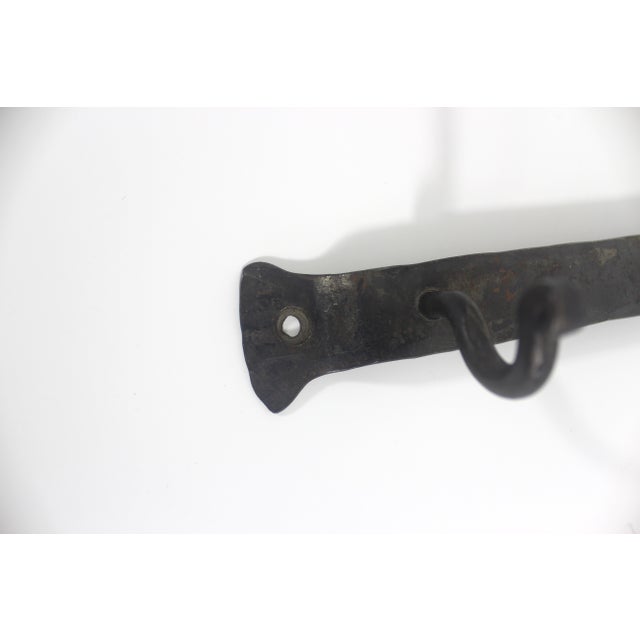 Late 20th Century Vintage Forged Iron Wall Rack With Hooks For Sale - Image 5 of 11