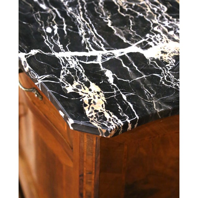 Pair of 19th Century French Louis XV Inlaid Walnut Marble-Top Bedside Tables For Sale - Image 10 of 10