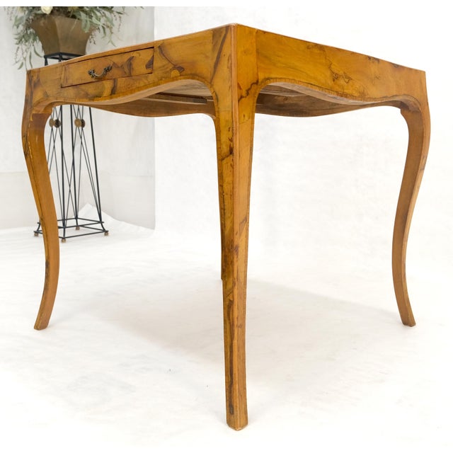 Fine Burl Olive Wood Elegant Italian Square Game Table MINT For Sale - Image 4 of 15