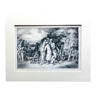 Vintage 1939 Print in 11x14 Mat, Ready to Frame: Charles Locke, "The Terrace" For Sale