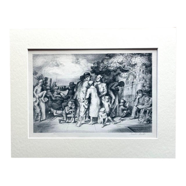 Vintage 1939 Print in 11x14 Mat, Ready to Frame: Charles Locke, "The Terrace" For Sale