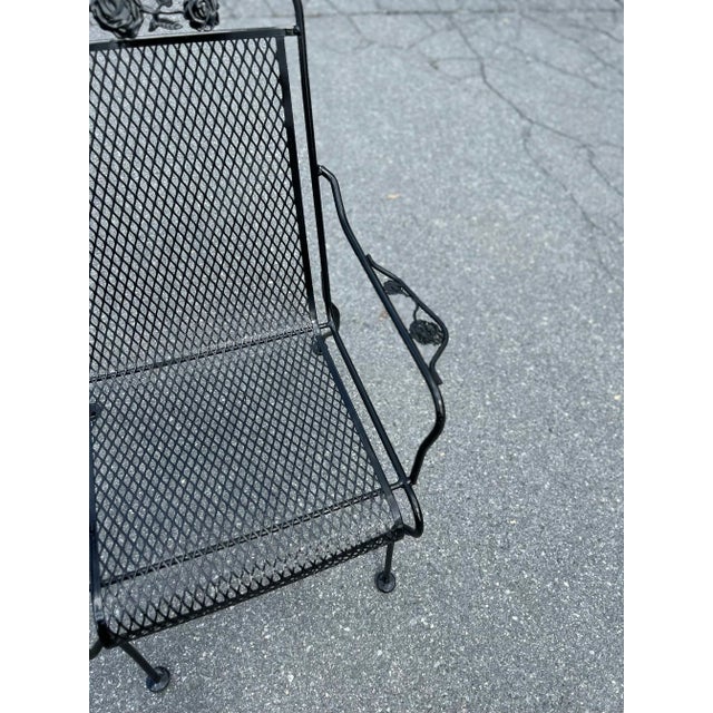Metal Vintage 1960s Woodard Wrought Iron Patio Table and 4 Chairs For Sale - Image 7 of 9