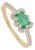 Art Deco Zambian Emerald & Diamond Halo Ring Size 5.5 in 14k Yellow Gold For Sale