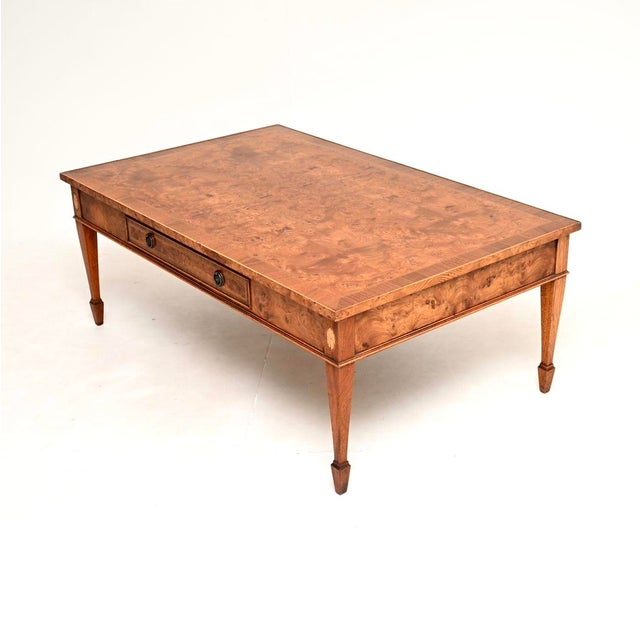 Large Antique Burr Walnut Coffee Table, 1930s For Sale - Image 4 of 13