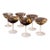 1930s Art Deco Opaline Champagne Coupes – Set of 6 Etched Smoke Glass Cocktail Glasses For Sale