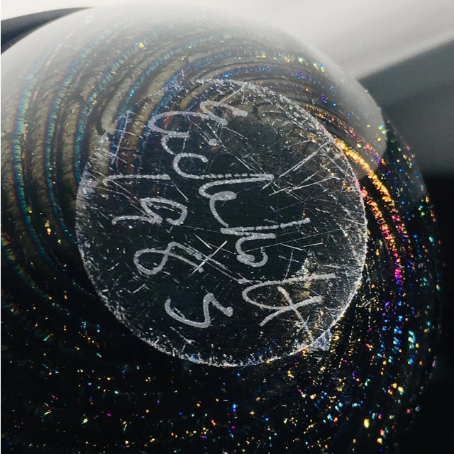 Glass Robert Eickholt Iridescent Art Glass Swirl Vase Easter Egg Mid Century Modern Murano For Sale - Image 7 of 7