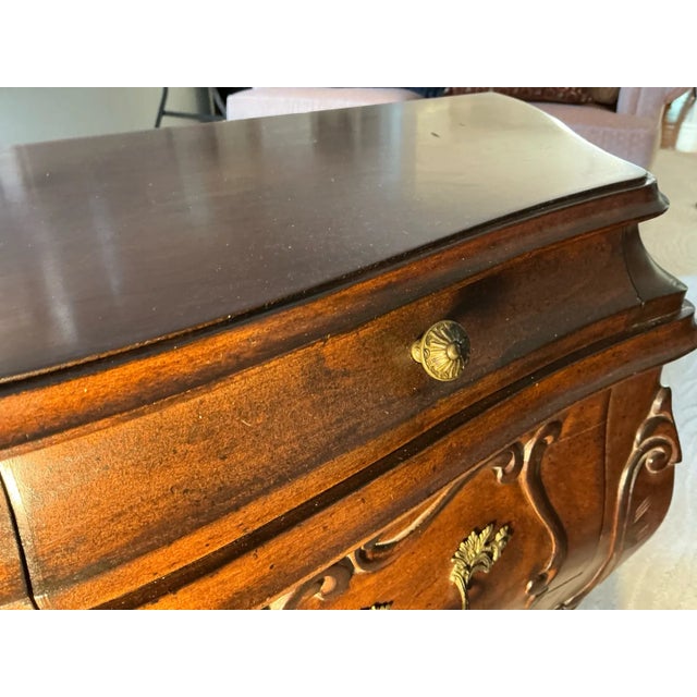 Brass Enchanting Vintage Louis XV-Style Bombe Commode - A Whisper of Rococo Romance For Sale - Image 8 of 10