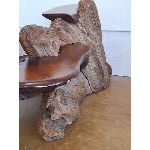 Mid Century Live Edge Tiered Rustic Coffee Table For Sale - Image 4 of 11