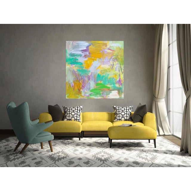 Textile "Garden Escape" by Trixie Pitts Large Abstract Expressionist Oil Painting For Sale - Image 7 of 13