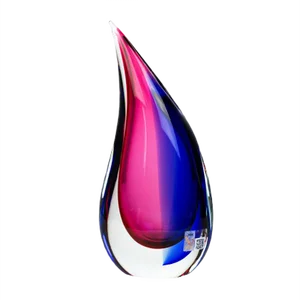 Blue & Ruby Blown Murano Glass Drop Vase by Michele Onesto for Made Murano Glass, 2019