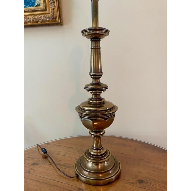 1970s 1970s Stiffel Tall Brass Table Lamp For Sale - Image 5 of 8