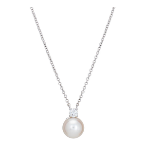 Tiffany & Co Signature 7.5mm Pearl Diamond Necklace Receipt Estate 18k Gold