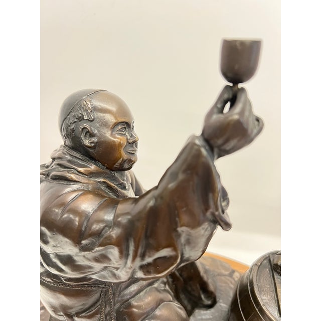 Metal Vintage Bronze Monk Sculpture on a Wooden Base - Signed L Unnasch 3/15 1979 For Sale - Image 7 of 10
