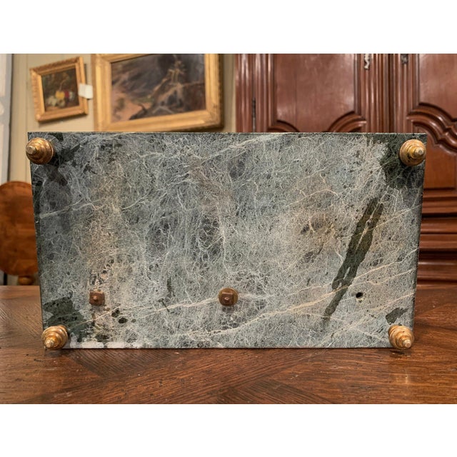 19th Century French Green Marble and Bronze Rooster Inkwell Signed Melotte For Sale - Image 13 of 13