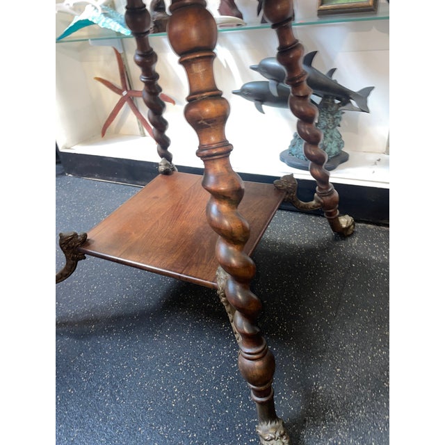 Mid 19th Century Antique Victorian 19th Century Walnut Barley Twist Plant Stand Side Parlor Table For Sale - Image 5 of 10
