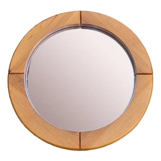 Brutalist Elm Mirror from Glasmaster, 1970s For Sale