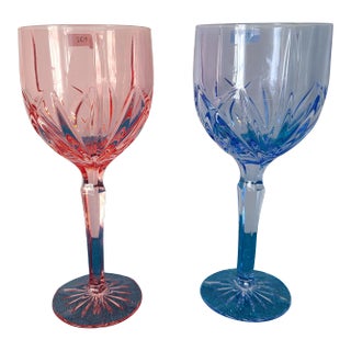 Vintage Marquis by Waterford Brookside Pastel Wine Glasses- Set of 2 For Sale