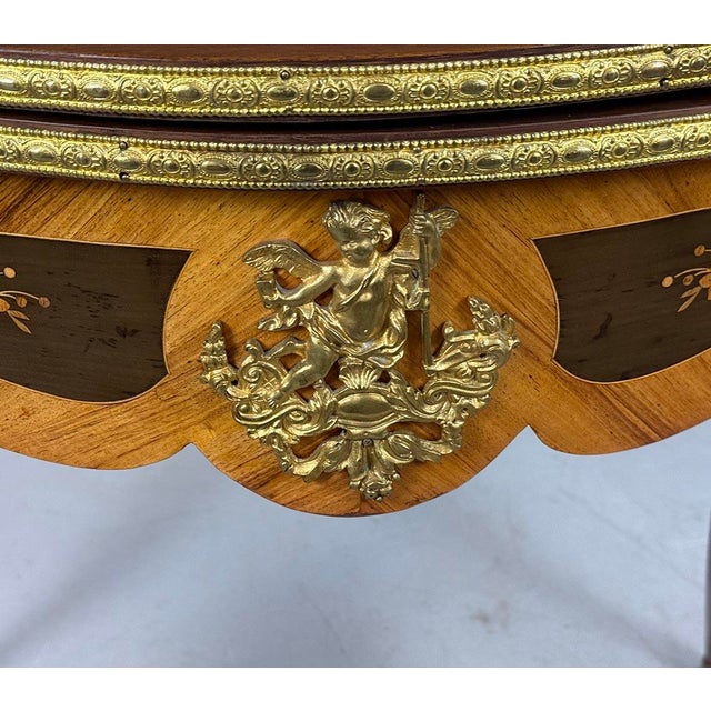 Brown French Napoleon III Game Table with Inlays and Brass Aplications, 1890s For Sale - Image 8 of 10