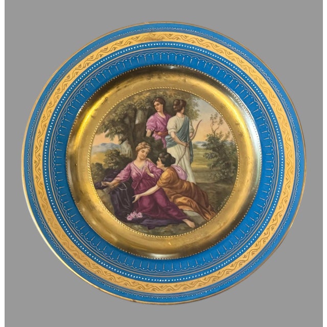 Antique Victorian Royal Vienna Porcelain Gilt Decorated Scenic Plate Calisto For Sale - Image 4 of 6