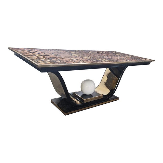 Brown Art Deco Dining Table with Illuminated Touch Top, 1980s For Sale - Image 8 of 11