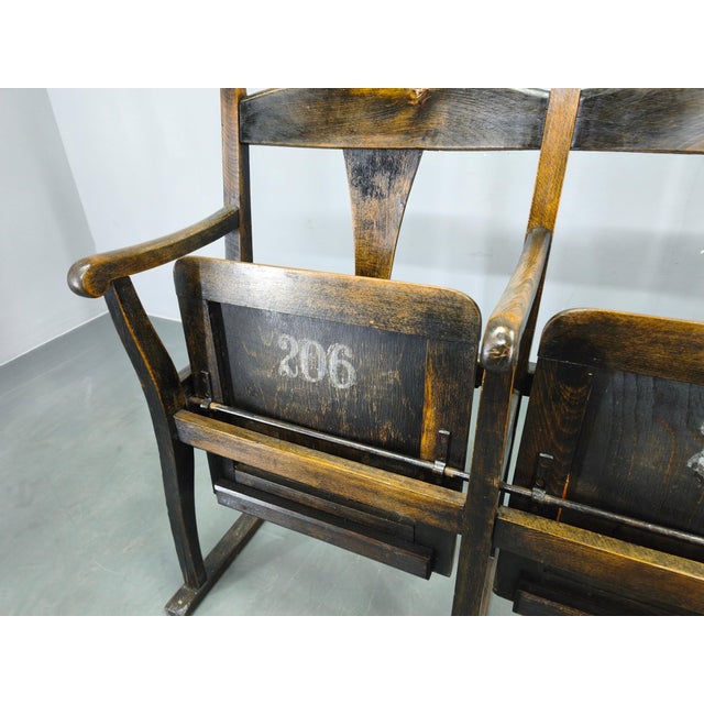 Vintage Czechoslovak Beech Wood Cinema Bench, 1920s For Sale - Image 16 of 18