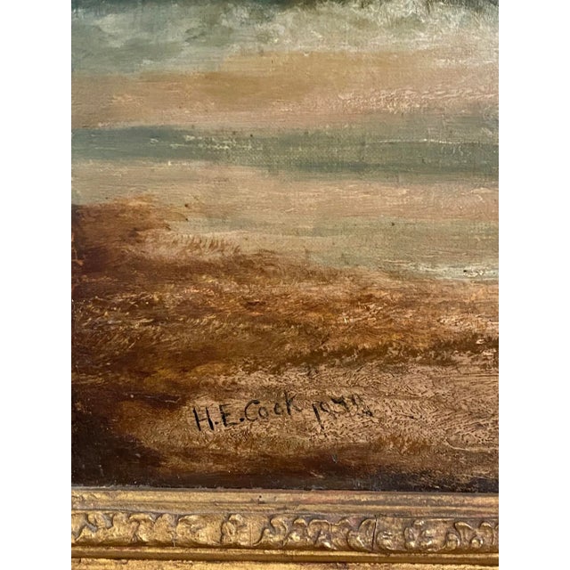 19th Century Fishing Boats Oil Painting H E Cook For Sale - Image 10 of 12