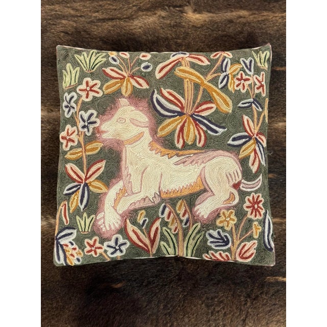 1990s 1990s Indian Embroidered Pillow Covers With Inserts- Set of 3 For Sale - Image 5 of 12