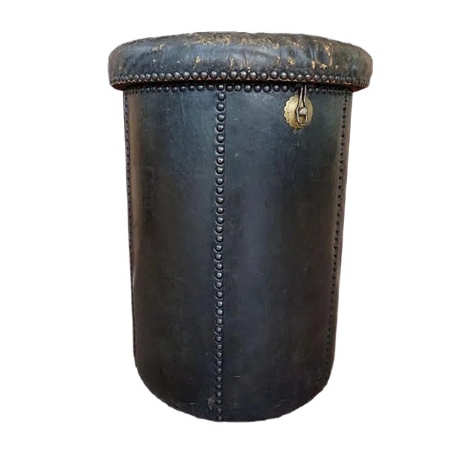 Antique Leather Ottoman For Sale