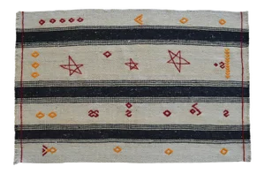 1970s Vintage Flat Weave Turkish Kilim Rug. Organic Wool Special Braided Area Rug 2'7" X 3'11"