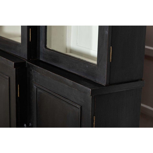 English Monumental Ebonised Glazed Mahogany Breakfront Bookcase, 1880s For Sale - Image 11 of 18