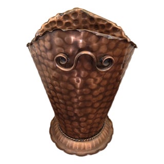 Vintage Gregorian Copper Wastebasket For Sale