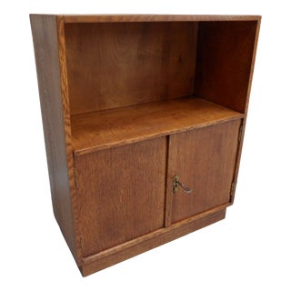 Vintage Dutch Oak Open Bookcase with Doors, 1930s For Sale