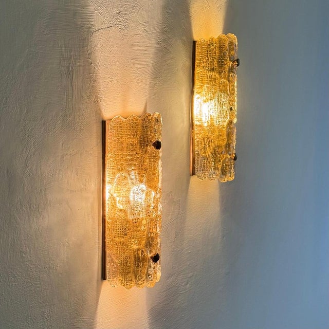 Glass and Brass Wall Lights by Carl Fagerlund for Orrefors, 1970s, Set of 2 For Sale - Image 6 of 18