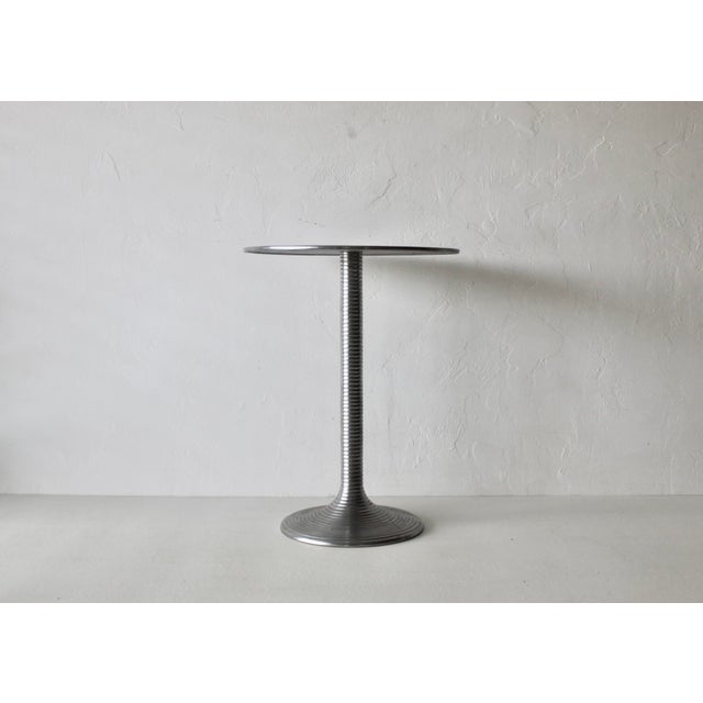 Italian Tulip Style Alu Nickel Side Table Vintage For Sale - Image 4 of 13