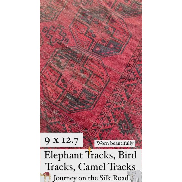 Vintage Tribal Ersari Bashir Minimal Aesthetics with Elephant Tracks Rug 9.2 x 12.5 For Sale - Image 9 of 15
