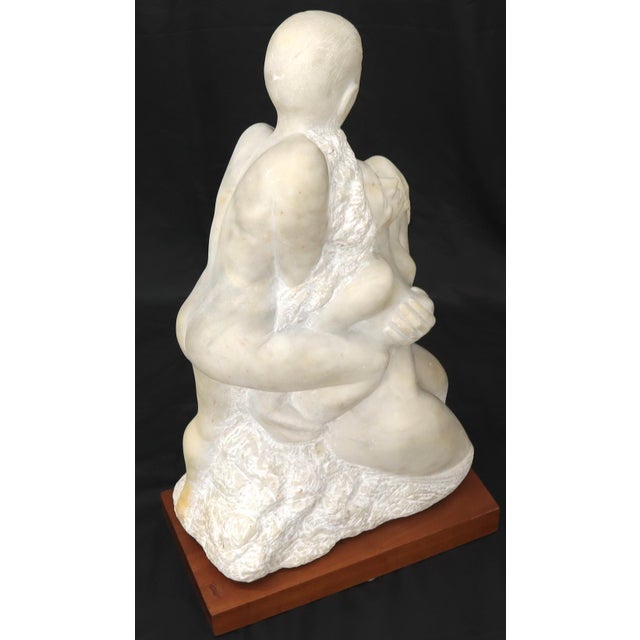 Mid-Century Modern Carved Marble Sculpture on Walnut Base For Sale - Image 4 of 14