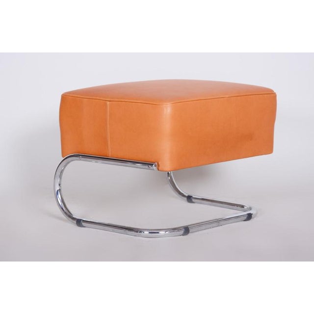 1930s Bauhaus Stool in Chromed Steel and Leather by Robert Slezák, Czech, 1930s For Sale - Image 5 of 8