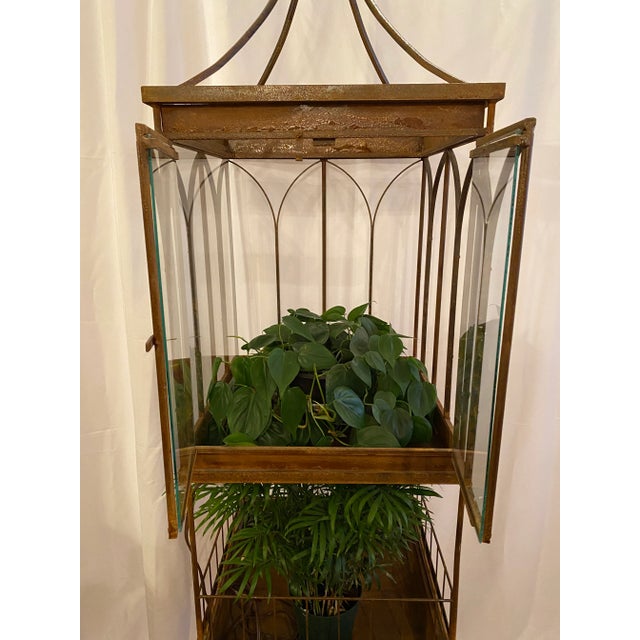 Sienna Antique Victorian Wrought Iron Wardian Terrarium Plant Case Stand For Sale - Image 8 of 13