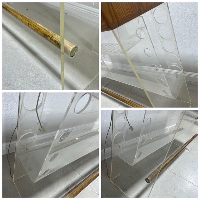 Mid Century Modern Butcher Block + Lucite Lighted Dry Bar | in the Style of Luigi Bardini For Sale - Image 12 of 12