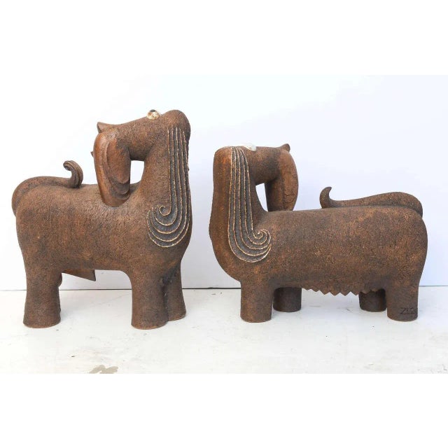 2000 - 2009 Two Artisan Dog Figures For Sale - Image 5 of 12