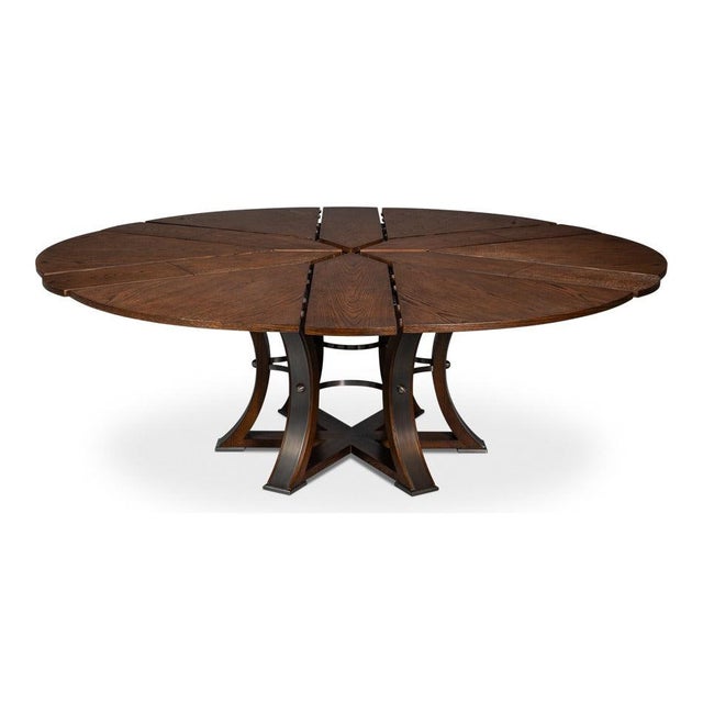 Transitional Round Jupe Dining Table, Large – Warm Brown Oak For Sale In Raleigh - Image 6 of 12