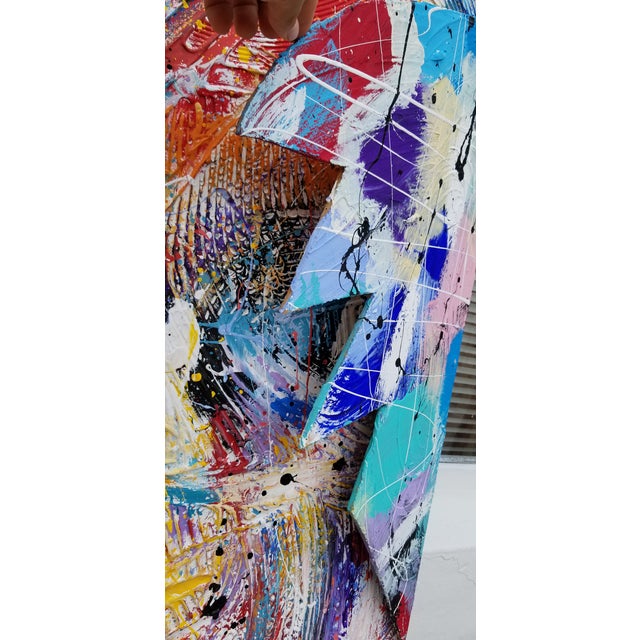 Canvas 1980s Oversize Mixed Media Abstract Expressionist Paintings - a Pair For Sale - Image 7 of 12