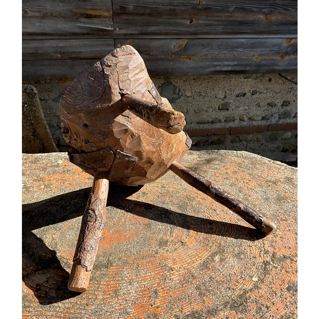 Wood Wabi-Sabi Primitive Sculptural Hand-Carved Wooden Stools, 20th Century, Set of 2 For Sale - Image 7 of 9