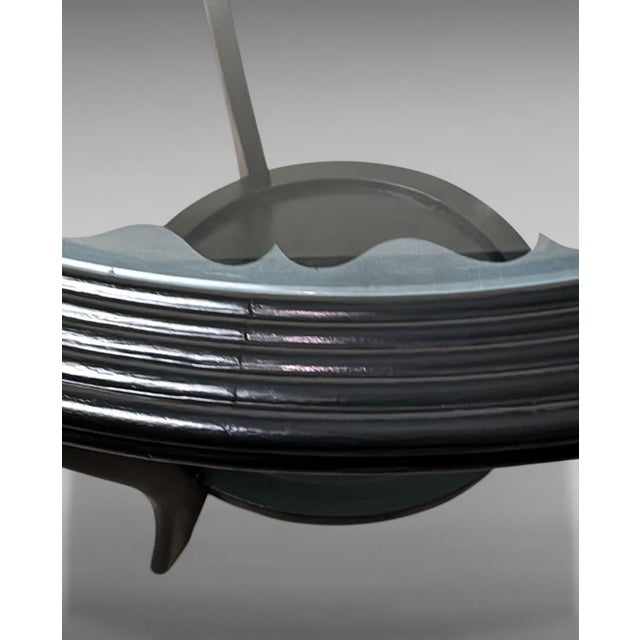 Mid 20th Century Paolo Buffa Style Black Ebonized Italian Art Deco Side Table Ground Glass Top For Sale - Image 14 of 18