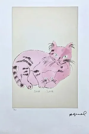 After Andy Warhol, Cat Sam Light Pink Lying, 1980s, Lithograph