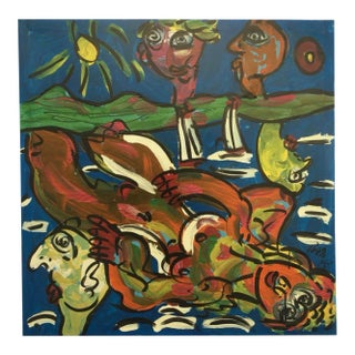 Large Abstract Painting by Peter Keil, 1985 For Sale