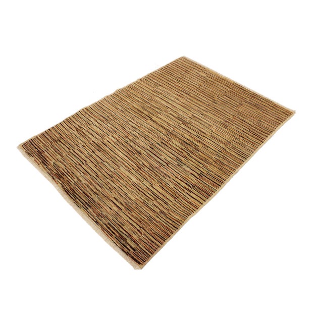 Contemporary Contemporary Gabbeh Beige/Rust Wool Rug - 4'2'' X 5'9'' For Sale - Image 3 of 10