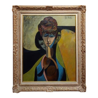 Philippe Marchand "Three Faces of Women" Cubist Oil Painting -C1960s For Sale